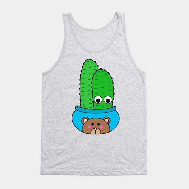 Cute Cactus Design #217: Cacti In Bear Pot Tank Top by DreamCactus